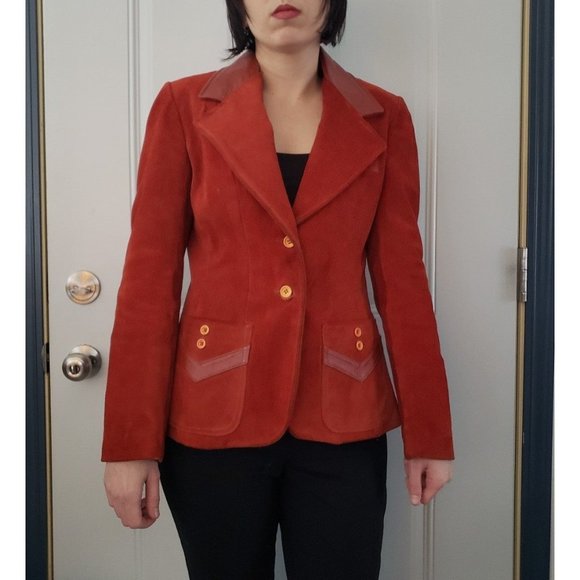 Vintage Jackets & Blazers - 70s/80s Orange Suede‎ Jacket